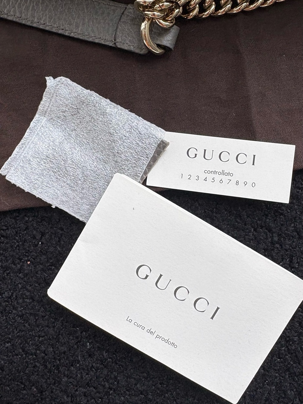Gucci Gray Leather Top-Handle Shoulder Bag with Gold Hardware - Picture 6 of 9